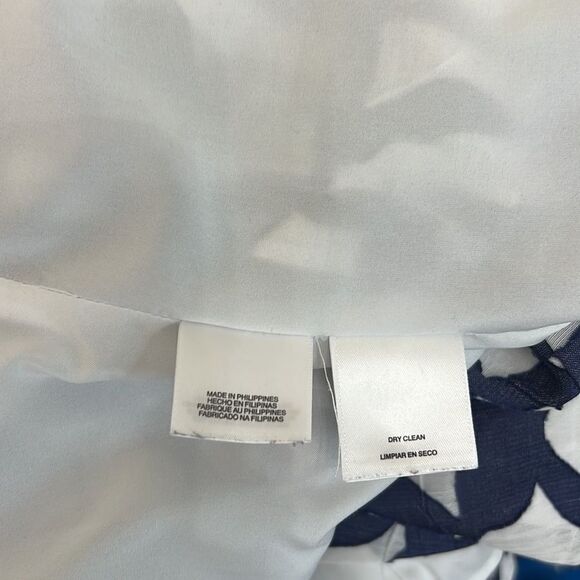 Anne Klein Dress Size 14W Scoop Neck Cap Sleeve Midi Blue White Zipper Back - Picture 9 of 11